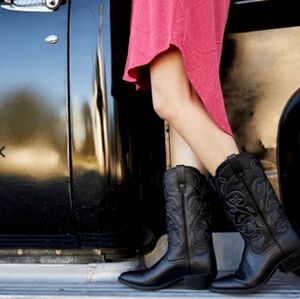 Ariat 9 B R Toe Black Deertan Women's Boots Dress Heeled Cowgirl Leather Durable